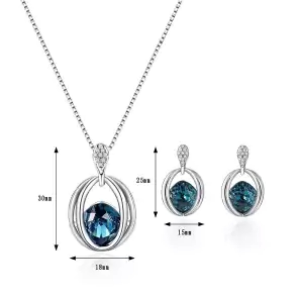 Jewelry Set - Sapphire Earrings/Necklace - Picture 4 of 4